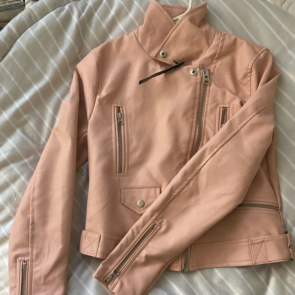 Light pink leather jacket
